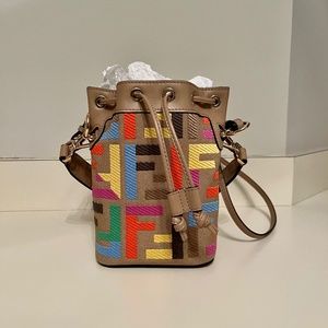 Fendi Mon Tresor Multicolor FF Canvas Bucket Bag